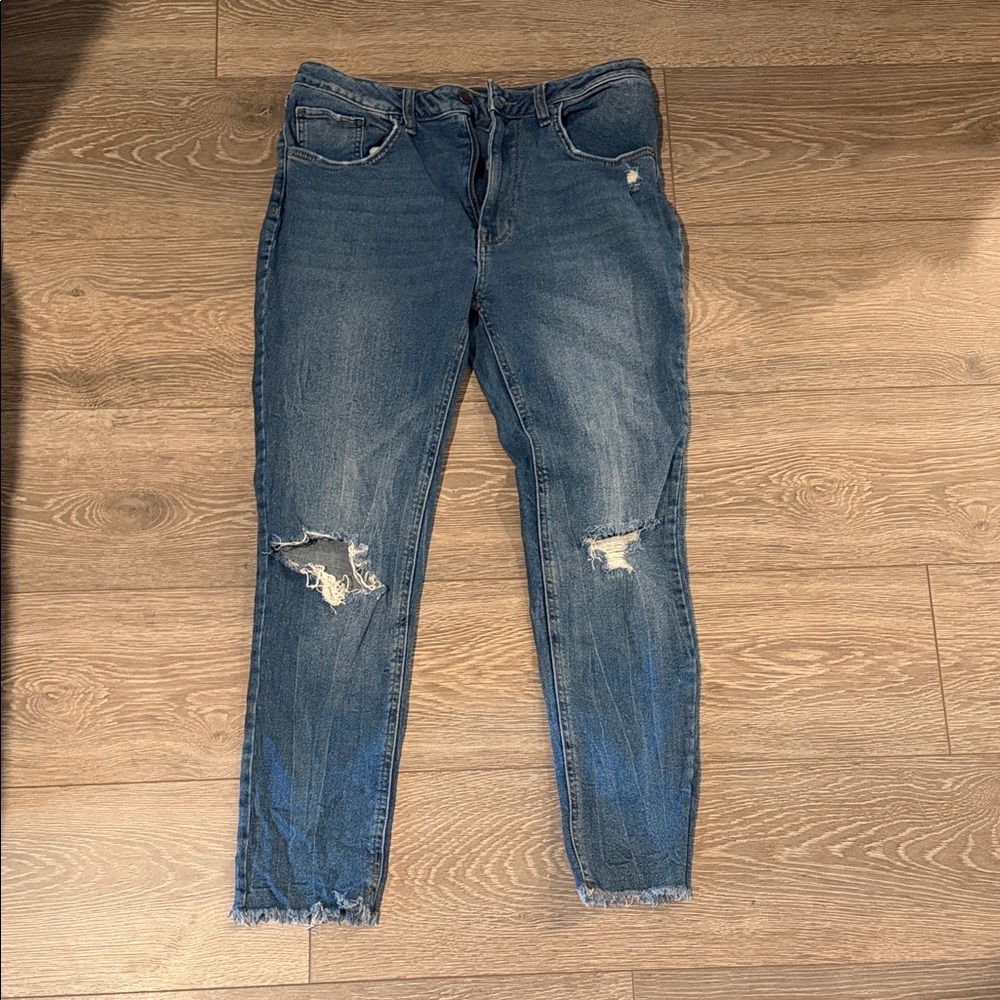 No Boundaries Distressed Skinny Leg Raw Hem Blue Jeans size 11